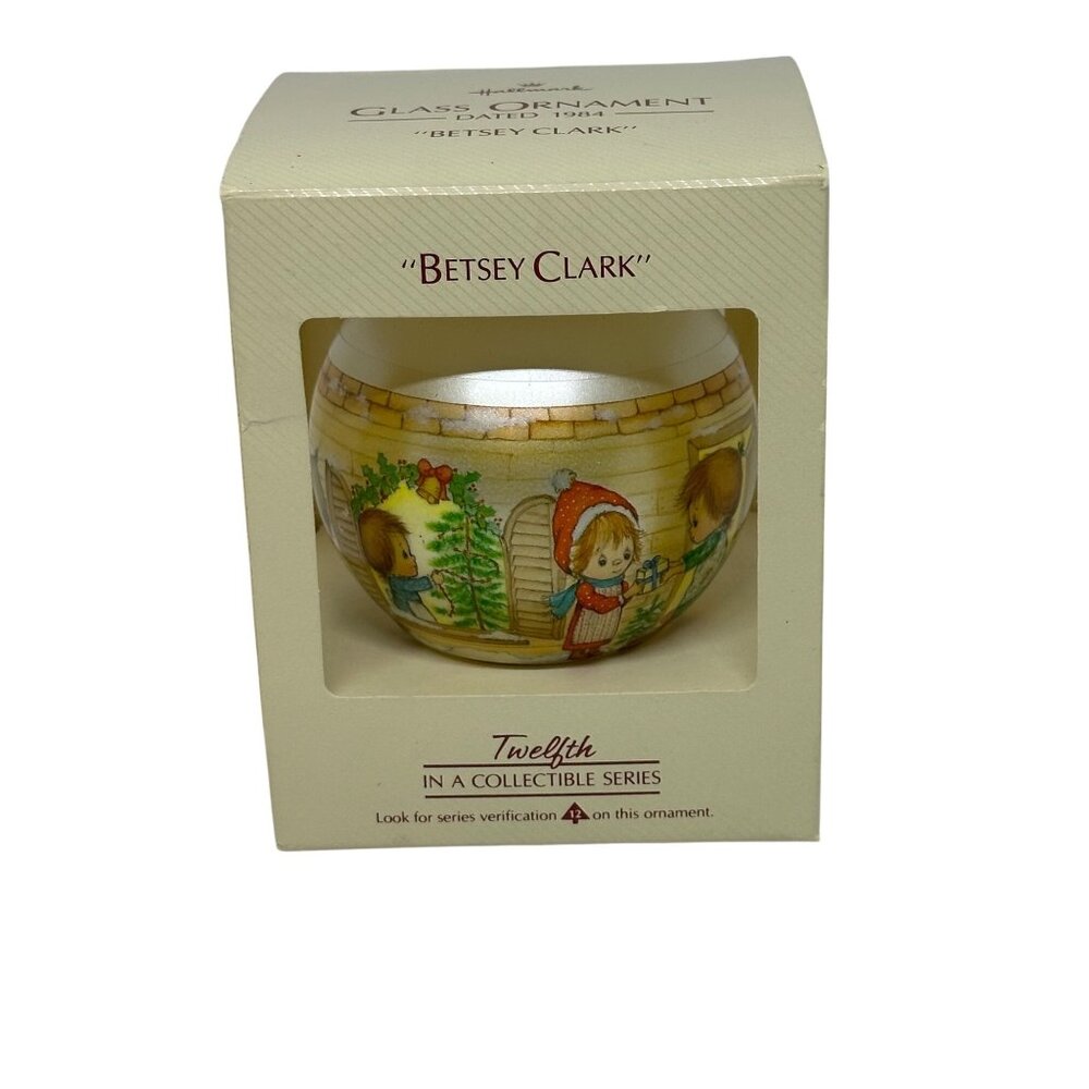 VTG 1984 Hallmark Betsey Clark Glass Ball Ornament 12th Series Boxed Decor